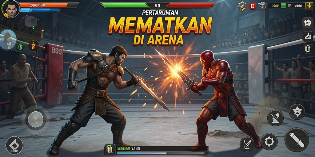 Tangkap momen pertarungan intens di arena game Fighting.