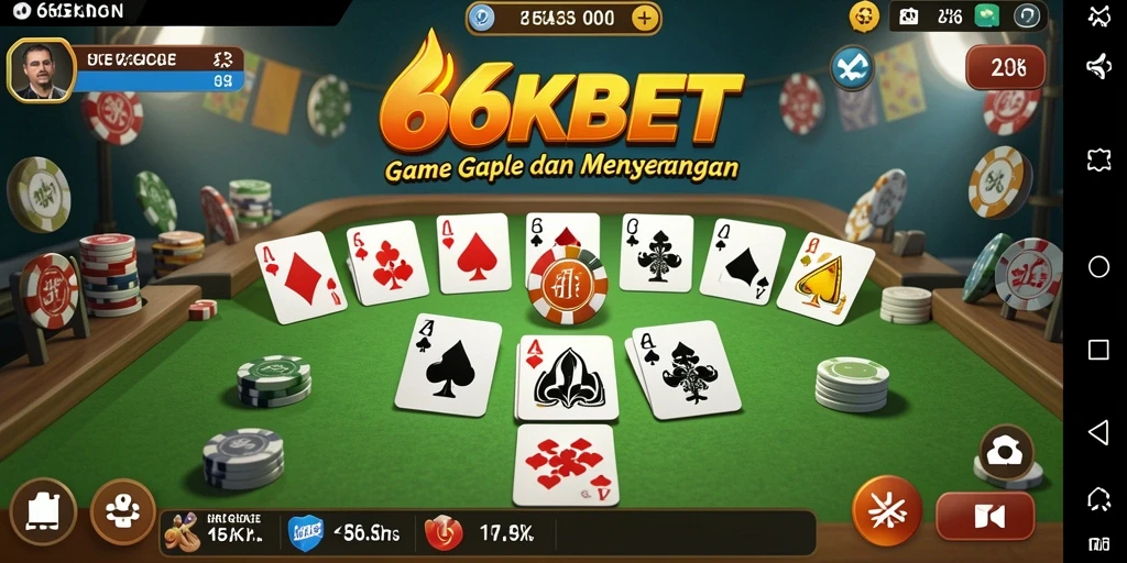 Tampilan gameplay seru dalam aplikasi 66KBET Gaple.