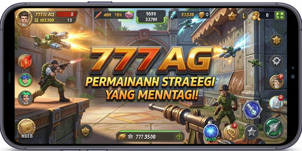 Screenshot gameplay menunjukkan pertempuran strategis yang intens.