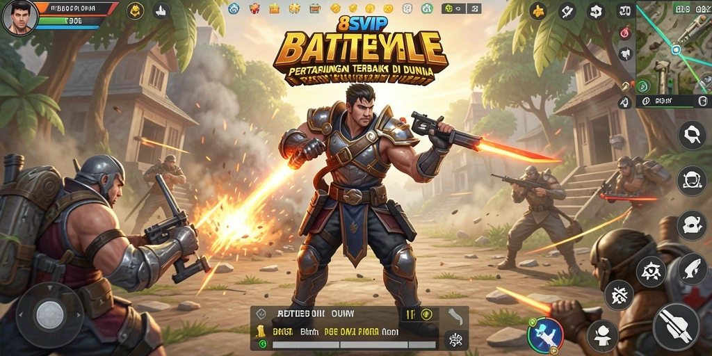 Tampilan gameplay seru di 8SVIP yang menampilkan aksi Battle Royale mendebarkan.