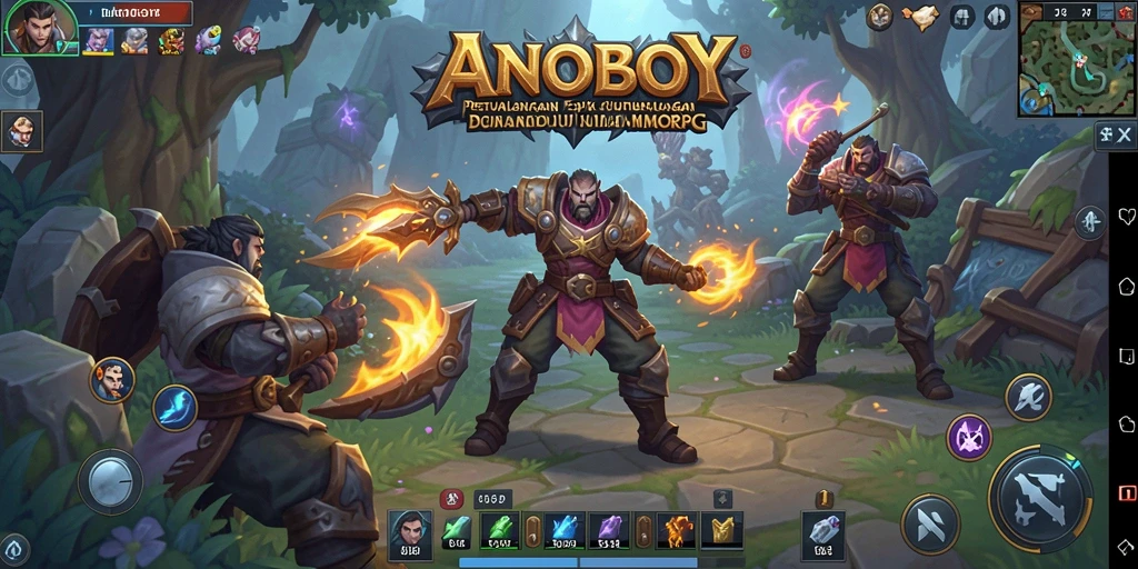 Screenshoot ANOBOY menampilkan aksi gameplay dalam dunia MMORPG yang luas.