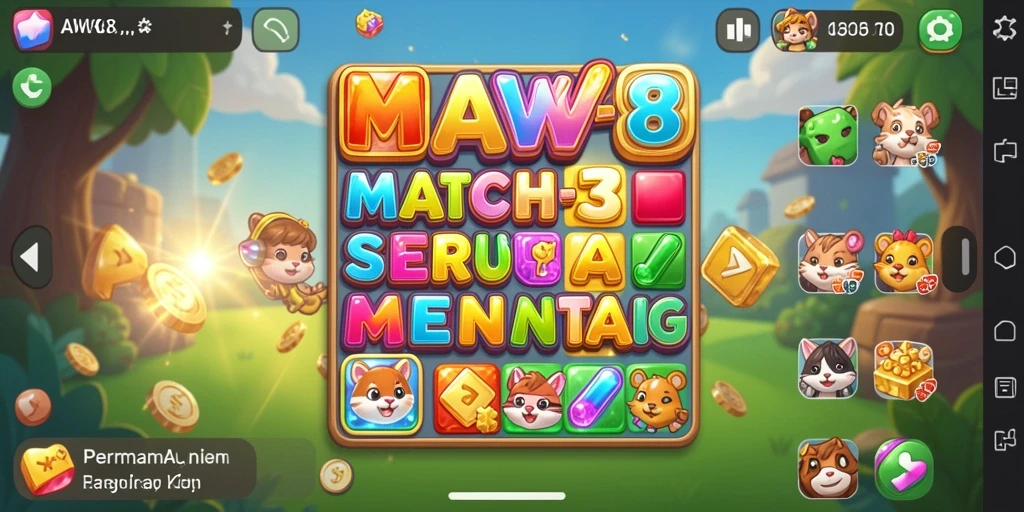 Tampilan gameplay AW8 yang penuh warna dan menarik.
