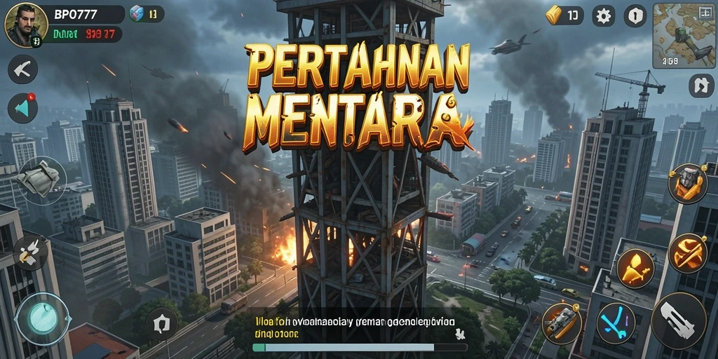Tampilan gameplay BPO777 yang menegangkan dalam Tower Defense.