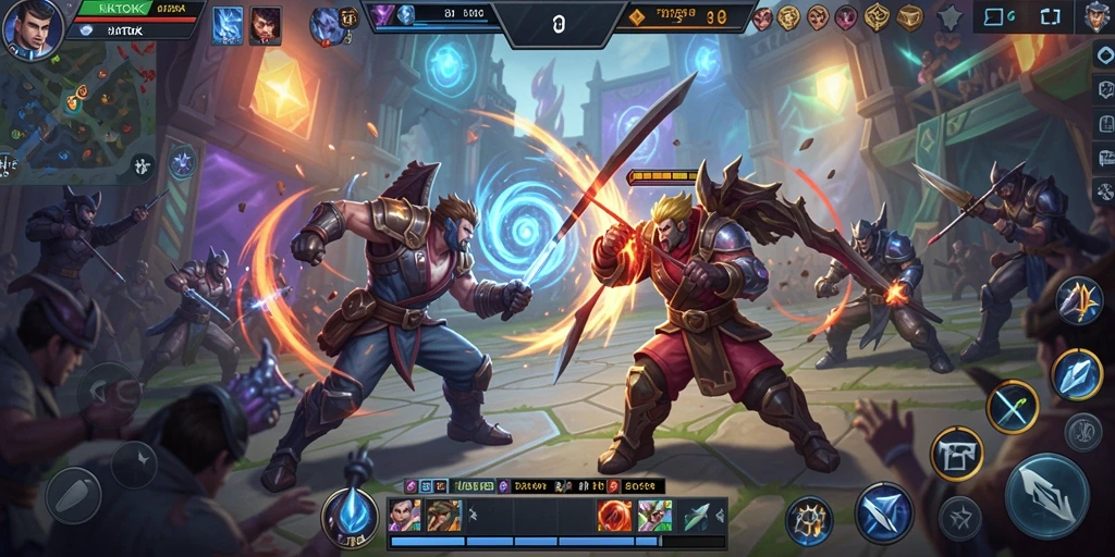 Tampilan dari pertempuran seru dalam gameplay MOBA JKTOK.