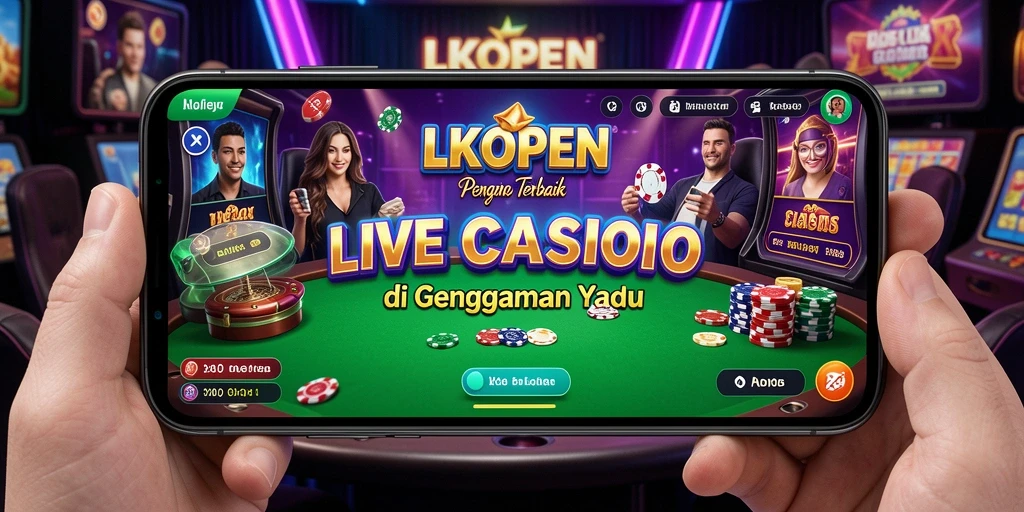 Screenshot gameplay LKOPEN menunjukkan dealer langsung dan interaksi pemain.