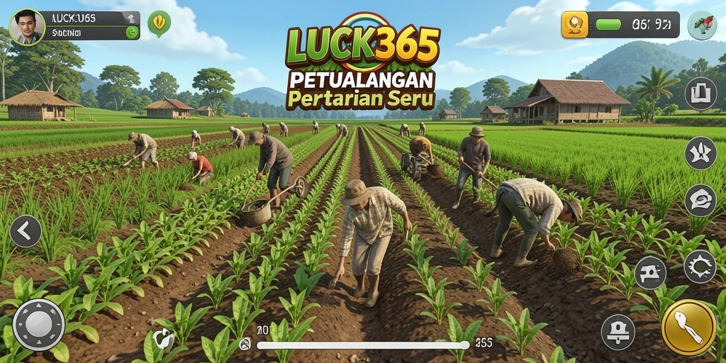 Tampilan gameplay seru dalam LUCK365 yang menampilkan pertanian yang asri.