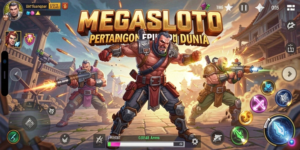 Tampilan gameplay seru di arena pertarungan MEGASLOTO.