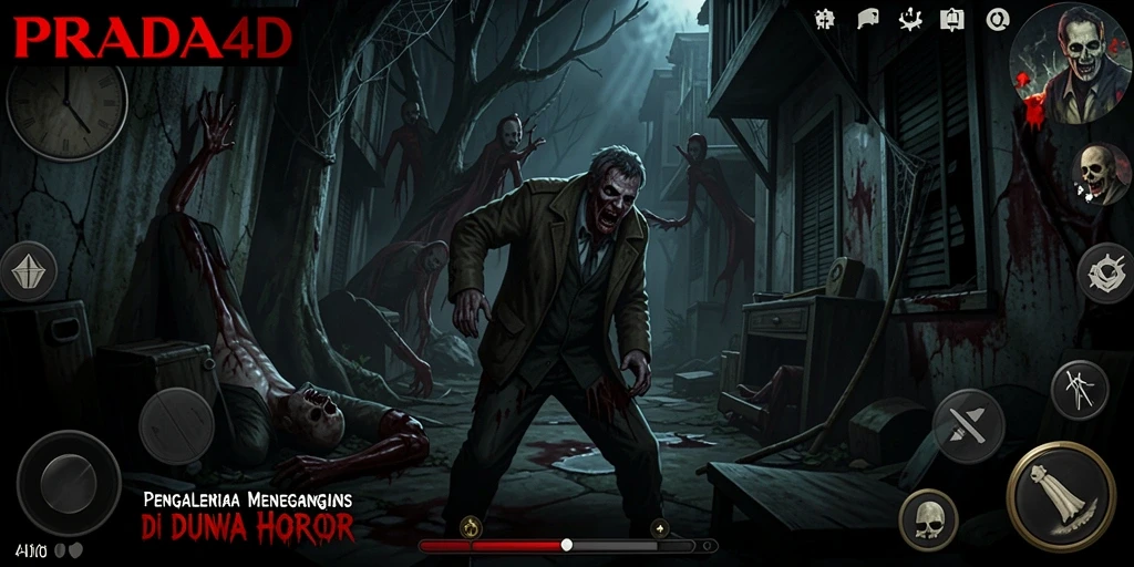 Tampilan gameplay menakutkan dengan suasana mencekam di <strong>PRADA4D</strong>.