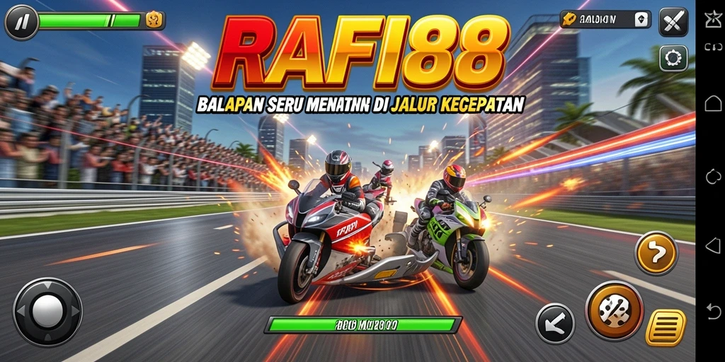 Tangkapan layar gameplay <strong>RAFI88</strong> menampilkan balapan yang seru dan intens.