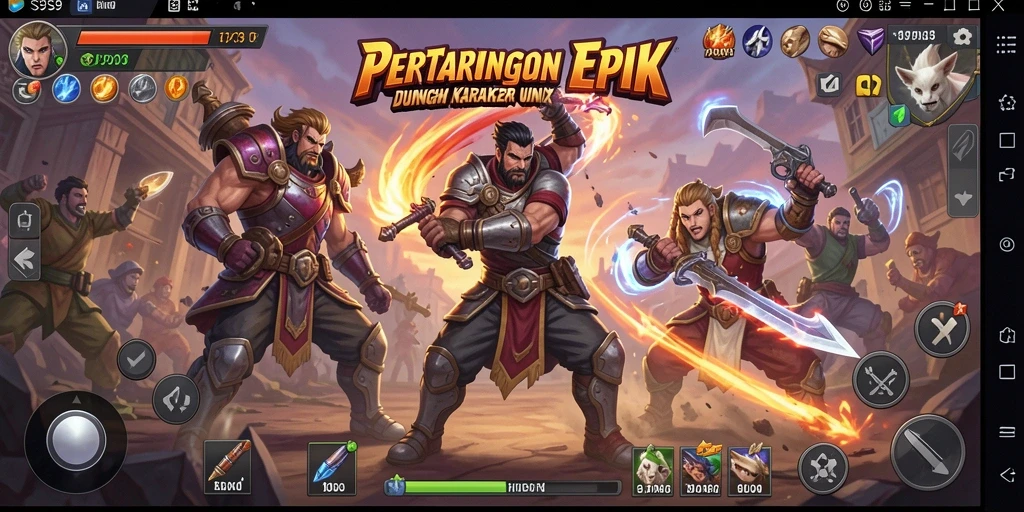 Screenshot S9S9 menampilkan karakter bertarung di arena yang mendebarkan.