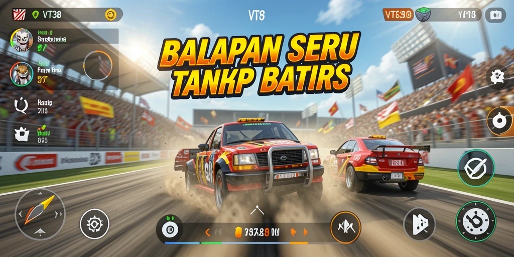 Tampilan gameplay VT38 yang mendebarkan saat balapan.