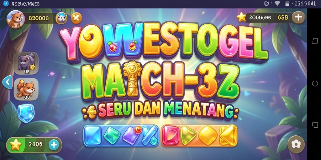 Gameplay YOWESTOGEL yang penuh warna dan menarik saat mencocokkan permata.